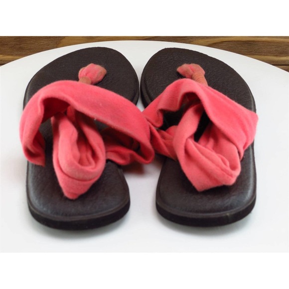 Sanuk Size 7 Sandal Thong Pink Fabric Women M - Picture 7 of 10